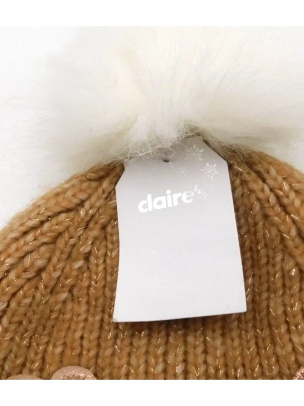Claires Reindeer Knit Beanie With Pom-Pom Light Brown Antlers One Size